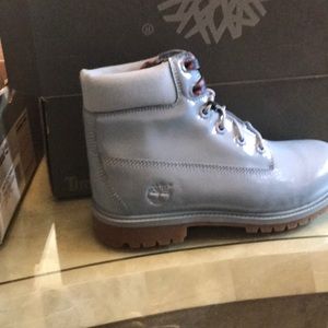 blue and white timberland boots